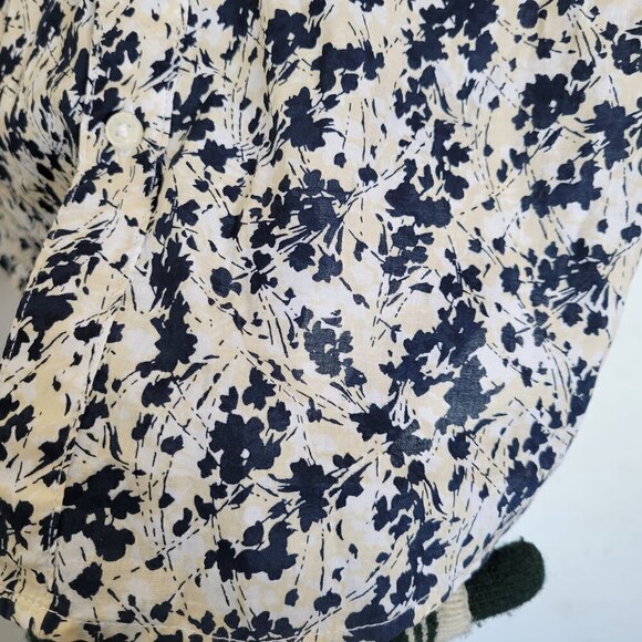 H&M Men's Ivory Blue Pattern Standard Cut Cotton Button Down Long Sleeve Shirt M - Picture 7 of 12